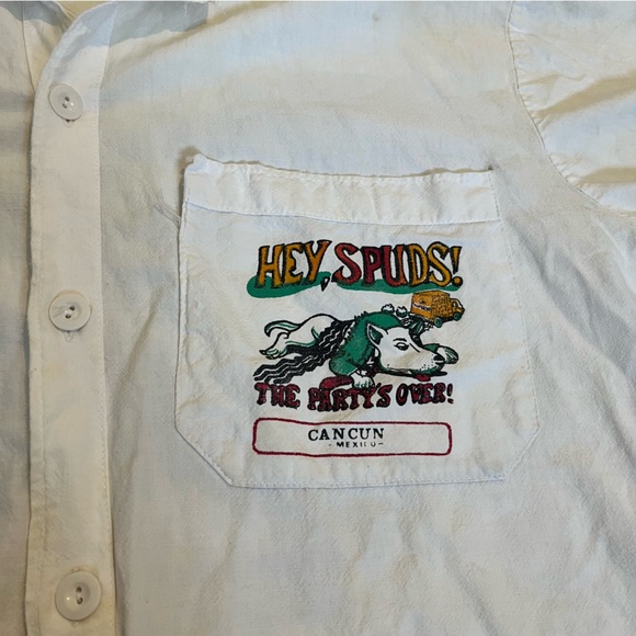 Vintage 80s Hey Spuds The Party’s Over Cancun Shirt Budweiser Coors Beer Mexico - Picture 2 of 13